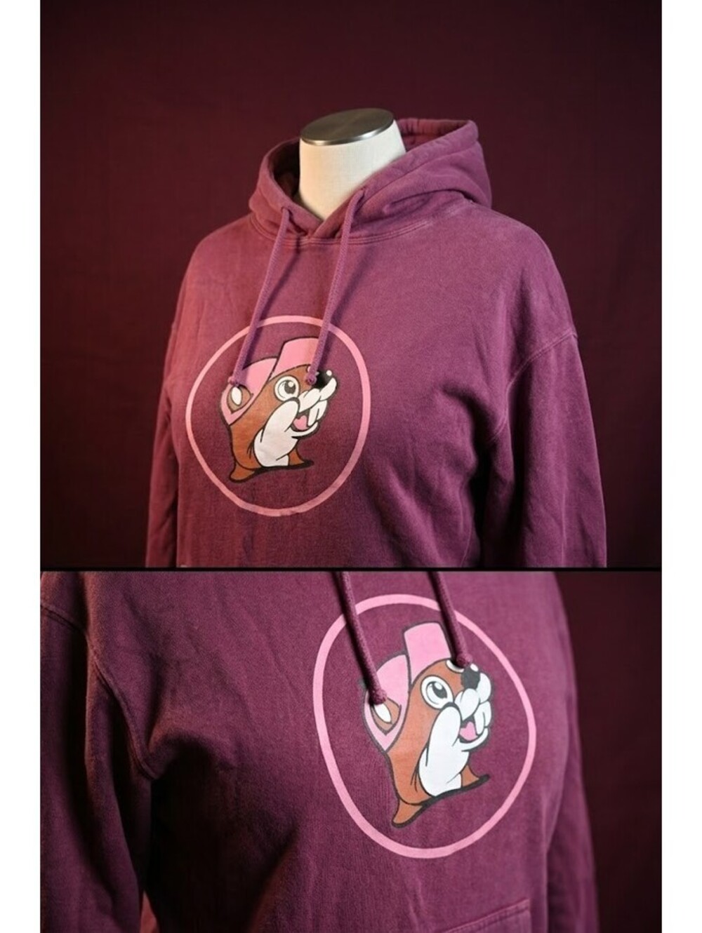 Buc-ee's Marron Mascot Logo Pullover Hoodie Sweashirt Size Large